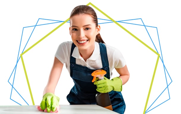 Woman scrubbing a table Woman scrubbing a table
